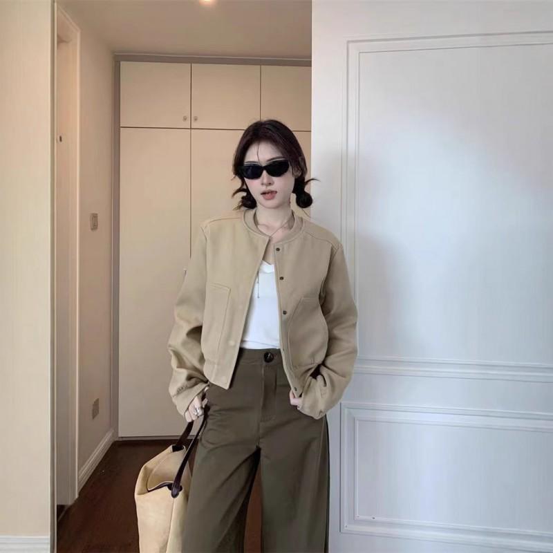 Womens Oversized Baseball Jacket Relaxed Fit Single-Row Button Korean-Japanese Casual Style