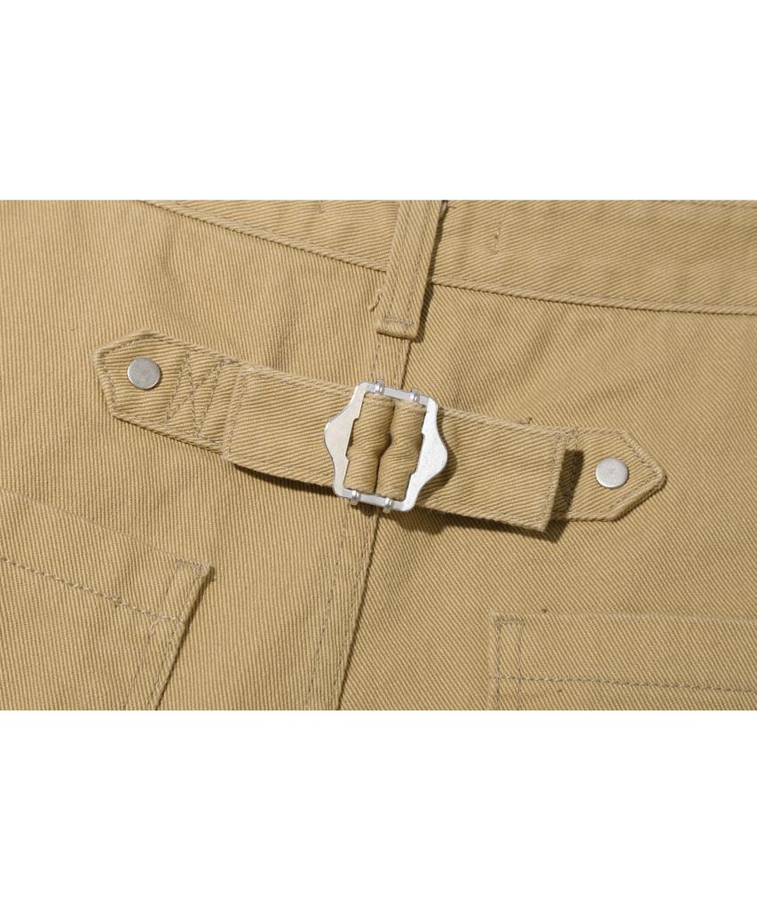 BASEMOMENT Cinch Back Curved Washed Twill Pants Beige