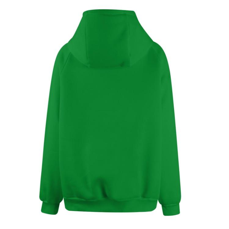 Women Fashion Long Sleeve Hooded Sweatshirt Casual Loose Fit Zipper Pocket Solid Color
