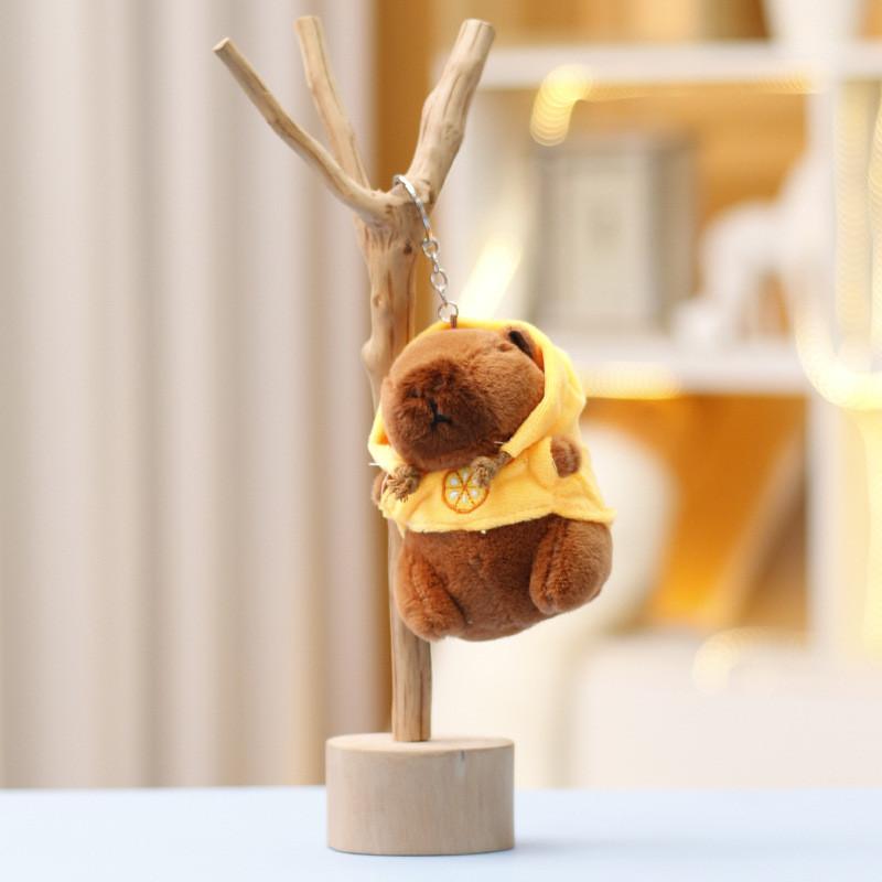 

Capybara Hoodie Plush Doll Keychain Cartoon Animal Pendant Decoration Gifts жёлтый
