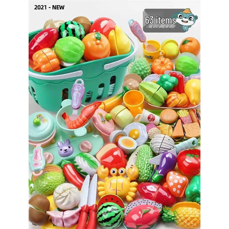 Kids' Velcro Fruit & Veggie Cutting Set - Magnetic Dollhouse Toy for Boys & Girls