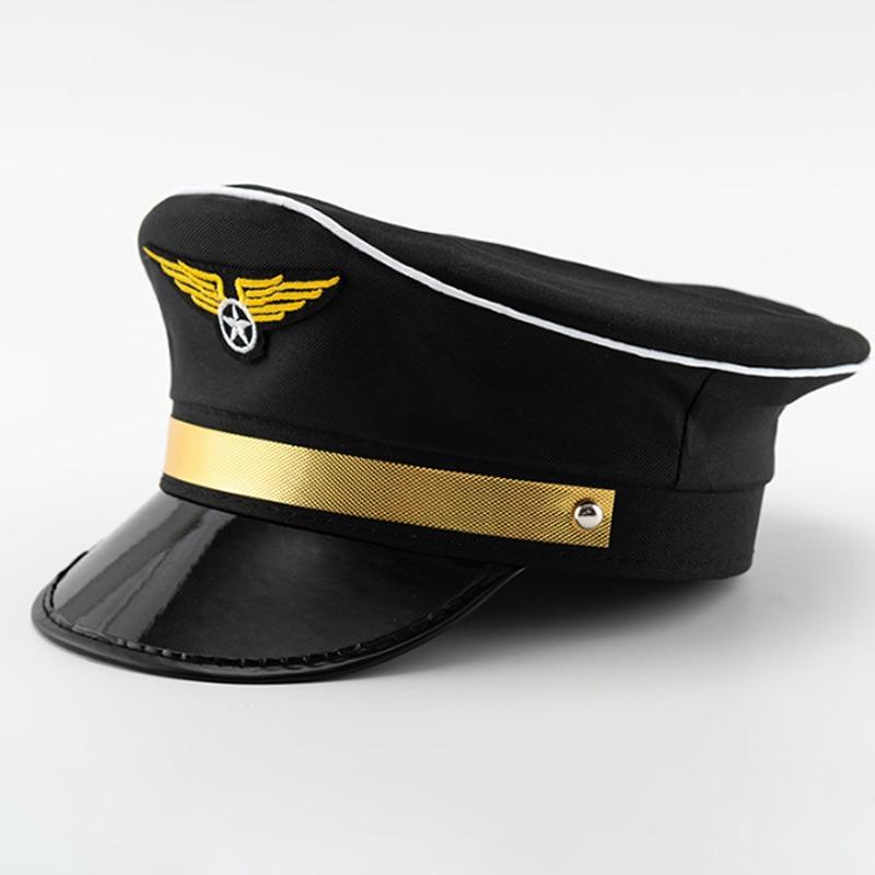 Uniform Accessories Label Police Cap Black and White Checkered Octagonal Flat Top Cap Adult Cosplay Uniform Accessories