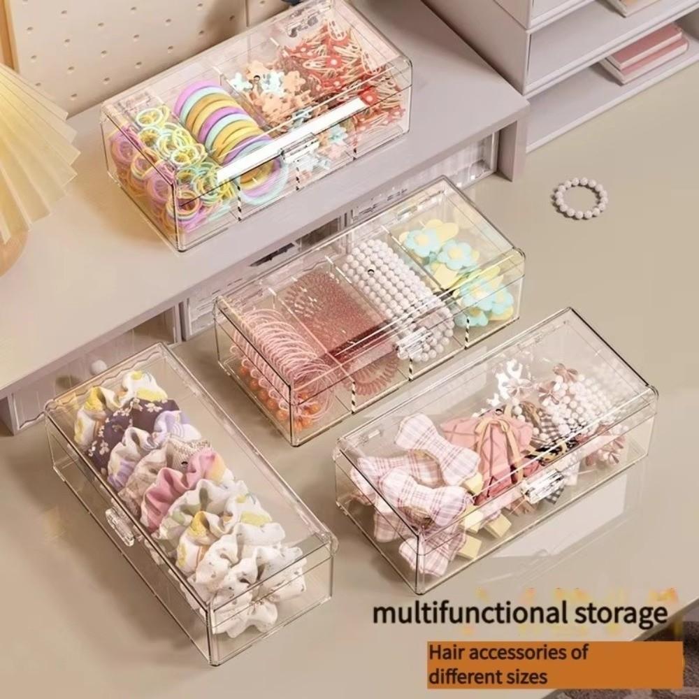 Durable Acrylic Hair Accessories Organizer Stackable Multi-Compartment Hair Tie Organizer Dustproof Desk Jewelry Organizer