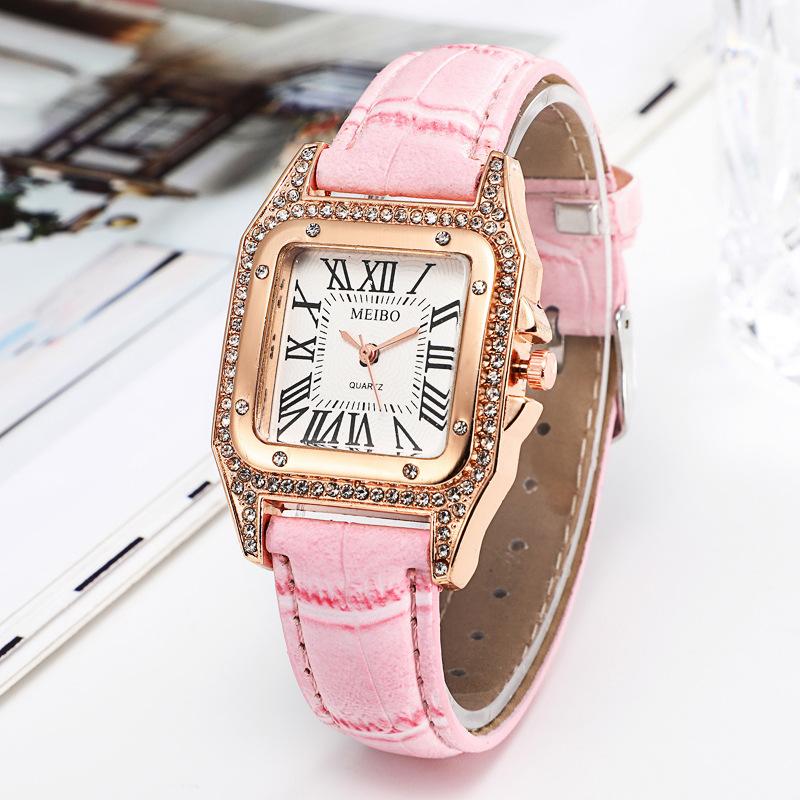 Watch, Xiaoxiang Square Flash Diamond Belt Watch, Fashionable Women'S Watch Stall
