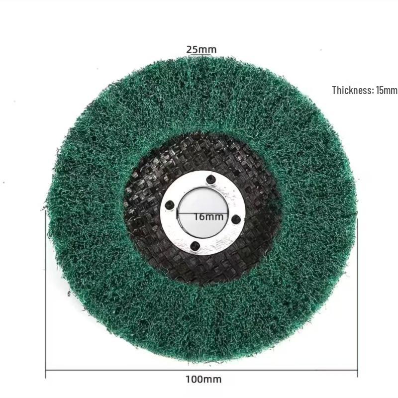 Ruiyan 4" Vertical Angle Flap Wheel: Abrasive Polishing & Wire Drawing Tool with Scouring Pad.