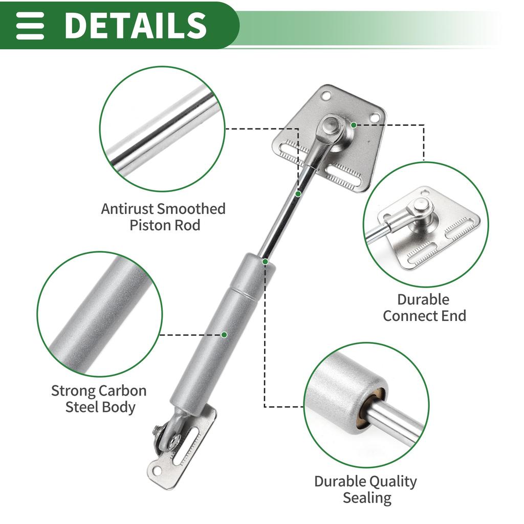 Motoforti Universal Lift Support Strut Gas Springs 6 inch/155mm 7lb/30N/3kg Carbon Steel Silver Tone Set of 2