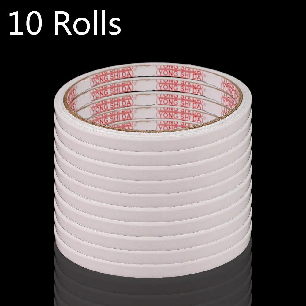 10 Rolls Double-sided Tape Ultra-thin Strong Adhesive Plaster White Glue Self-adhesive Tapes for Home Office School Stationary