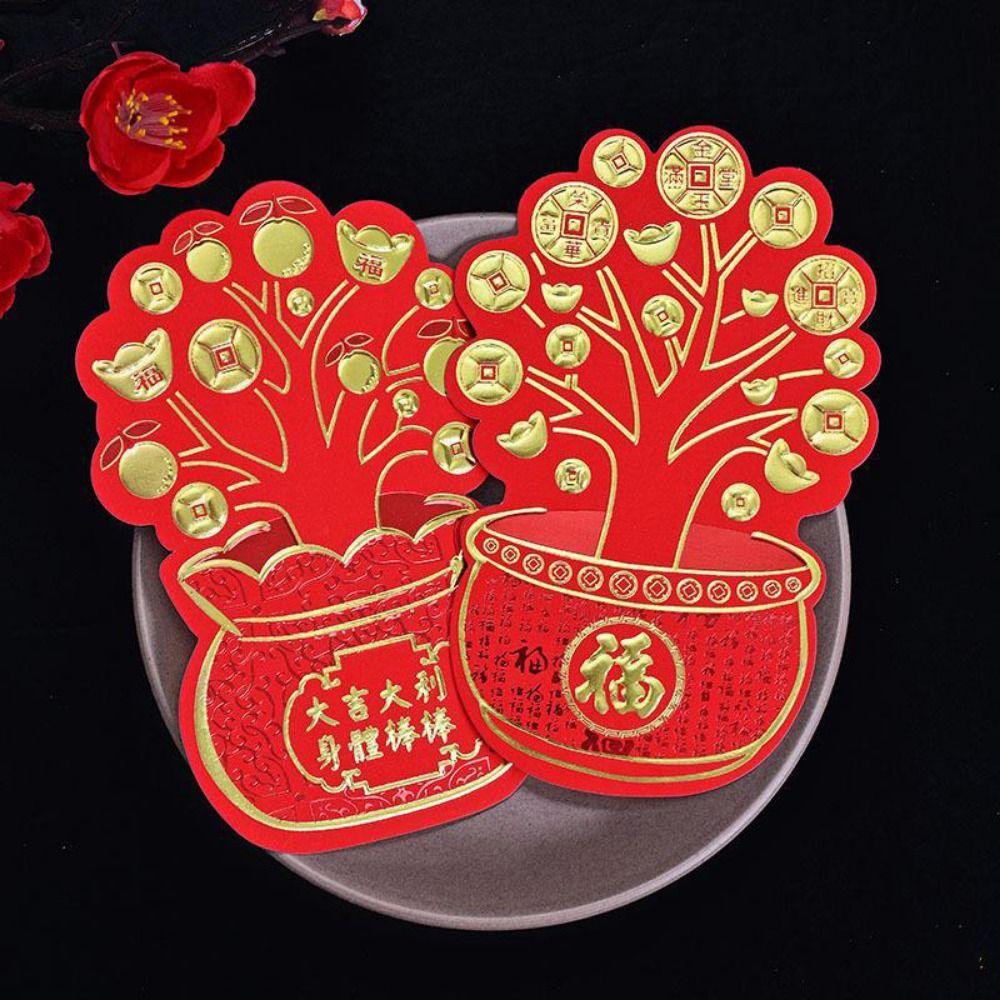 8pcs/set Chinese Style Red Pocket Paper Lucky Money Bag Traditional Red Envelope  Festival