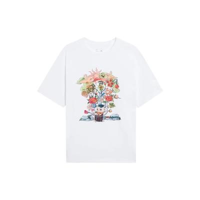 Sport Trend Serie Kreativer Blumiger Cartoon-Print Rundhals Kurzarm T-Shirt Herren Tops Weiß AHSS753-1