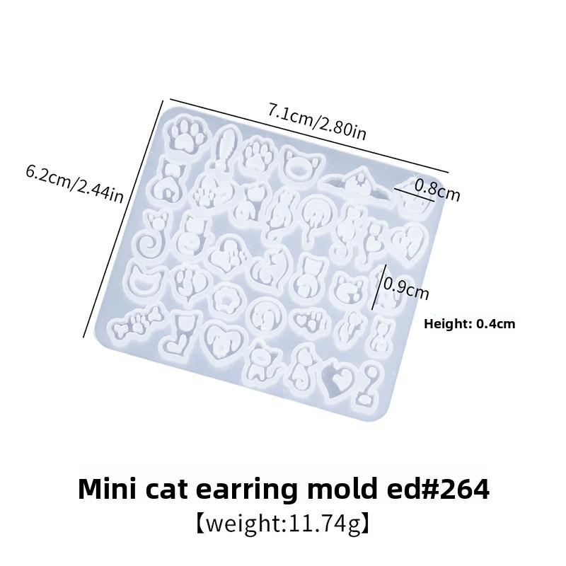DIY Crystal Epoxy Mini Cat Stud Earrings Silicone Mold, Kitten Series Ear Jewelry Earrings Mold