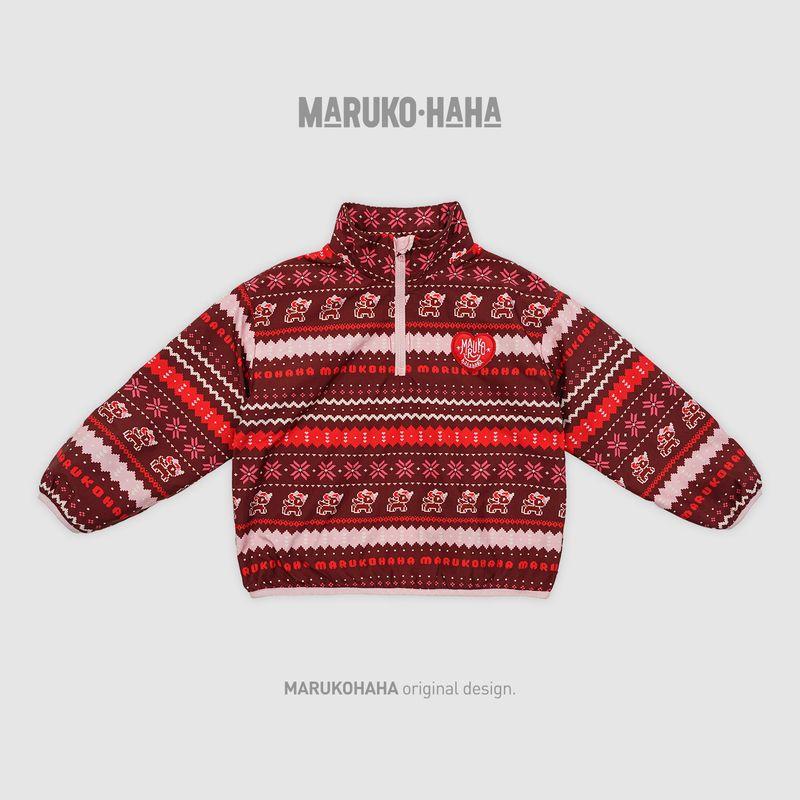Toothpick Maru Maru and His Friends Fair Isle Fleece-Lined Children s New Year Outfit, Year of the Horse Red Girls  Sweatshirt Hot Hope Red 160