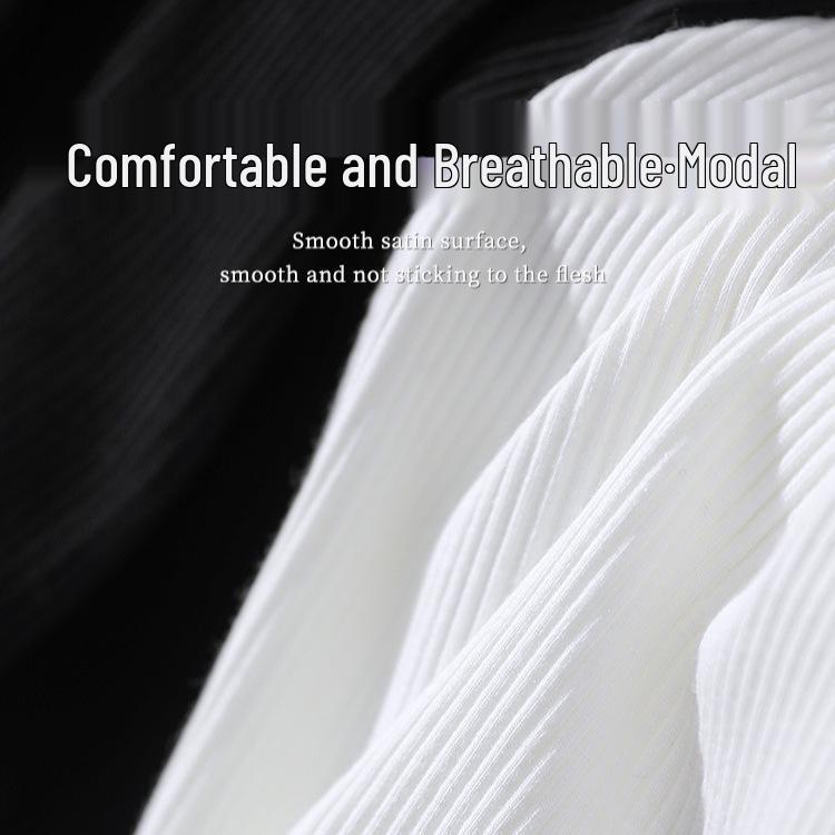 Women's Slim Fit Black Modal Long-Sleeve Mid-Neck Top for Autumn/Winter