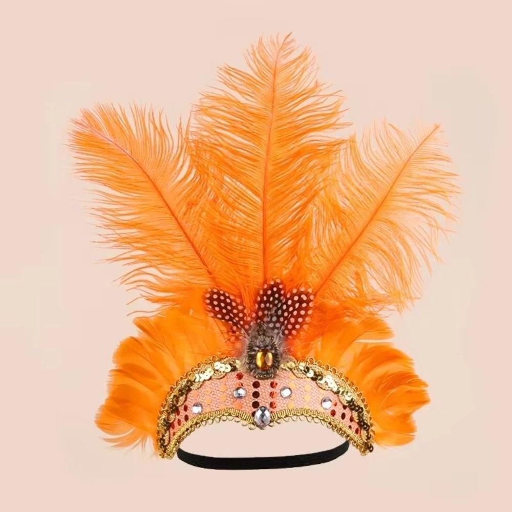 New Colorful Feather Headpiece Brazilian Carnival Decorative Showgirl Headband Stage Performance Hair Band Carnival Events