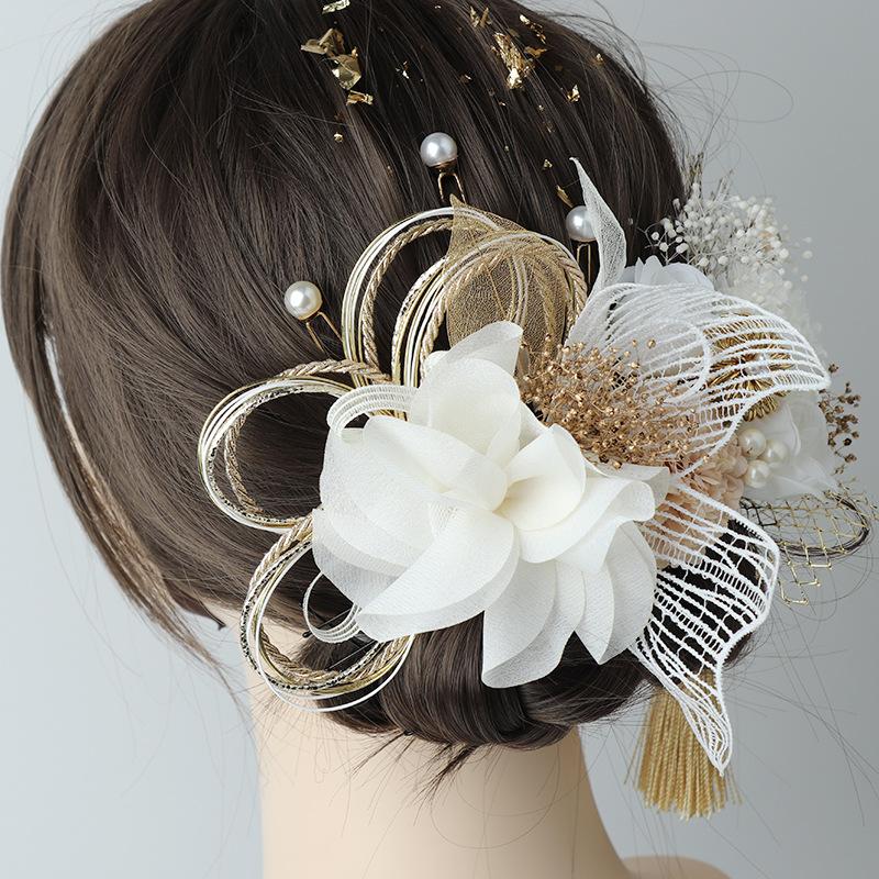 Japanischer Kimono Handgefertigte Stoffblume Haaraccessoires Clip Lolita Haarnadel Kopfschmuck Haarspange Party Sommer Yukata Festvial Deko