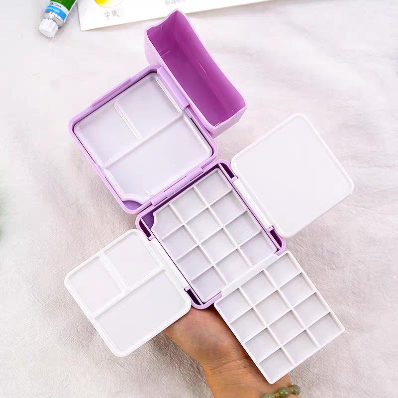 12/24 Colors Small Portable Pigment Box Watercolor Empty Box Small Grid Painting Enthusiasts To Sketch Doodle Art Painting Tool