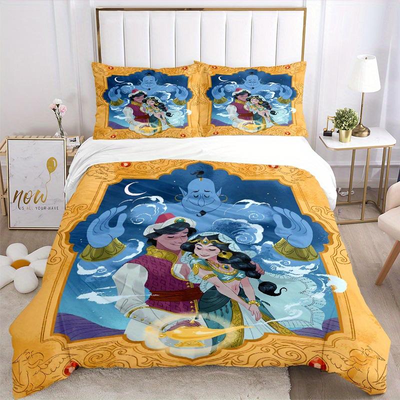 3pcs Aladdin and Princess Jasmine Print Cover Set Ultra Soft, Breathable, and Comfortable Bedding with Stylish Design for Bedroom and Guest Room