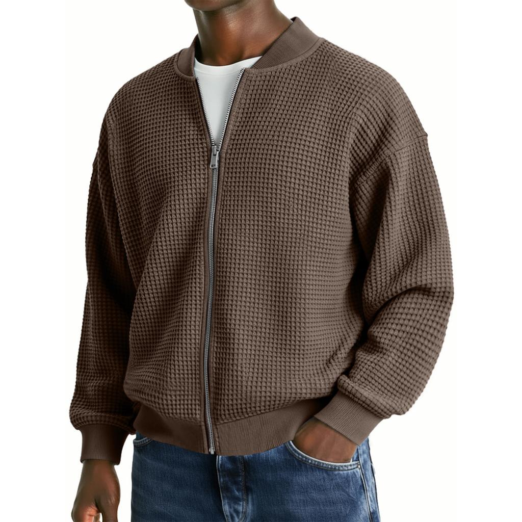 Men's Leisure Sports Round Neck Waverg Long Sleeves Coat