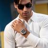 TSAR BOMBA Men Watch Quartz Analog Movement 5ATM Waterproof Tonneau Stopwatch Stainless Steel Case Casual Sport Design