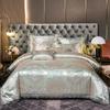 4pcs/set Luxury Jacquard Comfortable Bedding Sets Lace Edge Quilt Cover Sheet Wedding Bedding Home Textile Bedspreads Four Piece Set