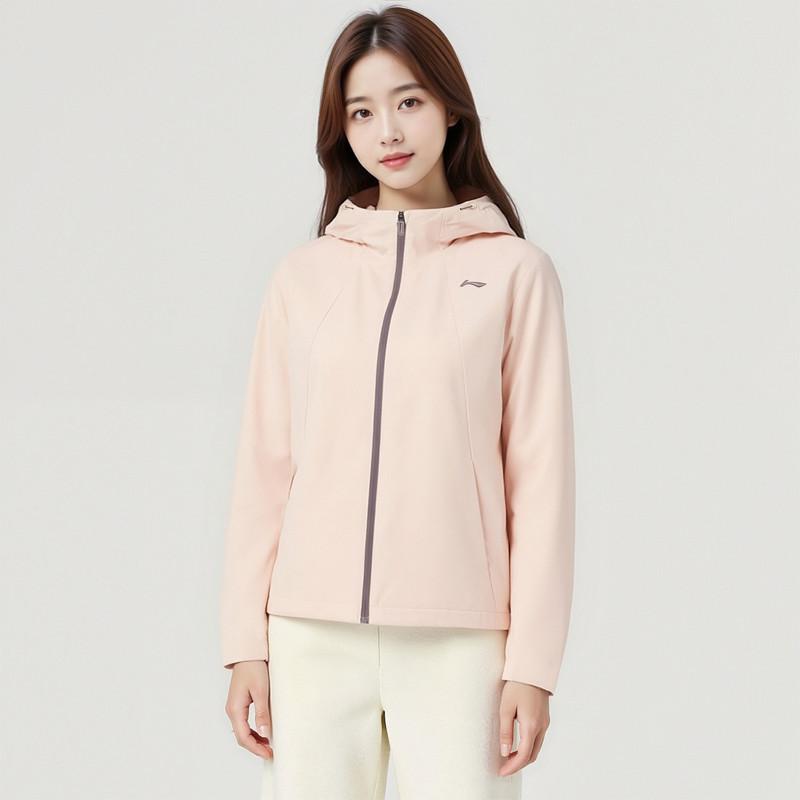 Li-Ning Lightweight Running Long Sleeve Hooded Sports Windbreaker Women outerwear Peach-Pink AFDW104-9