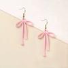 Simple Red Ribbon Bow Earrings Light Titanium Alloy Ear Hook Fashion Jewelry for Women