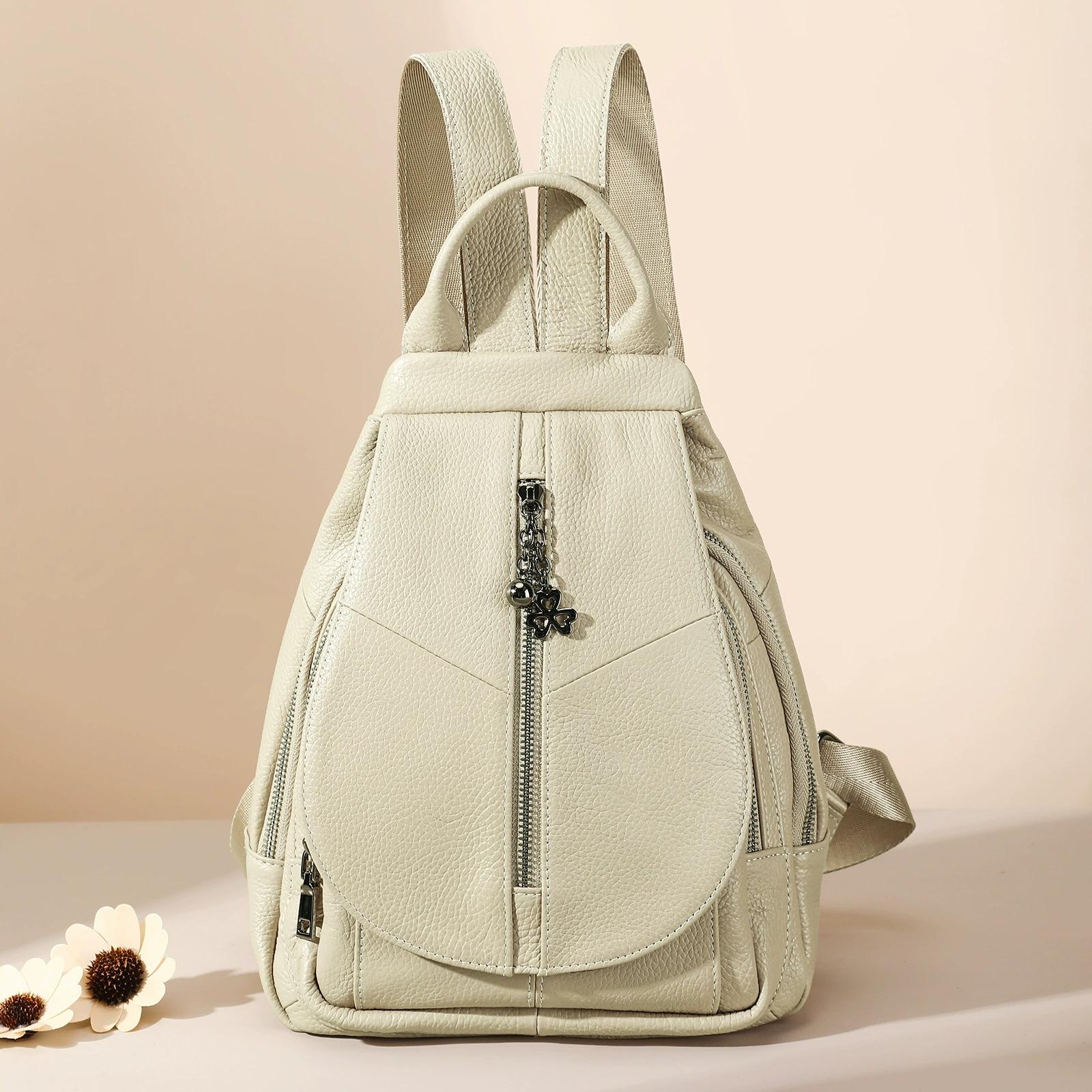 2026 New Solid Genuine Leather Backpack