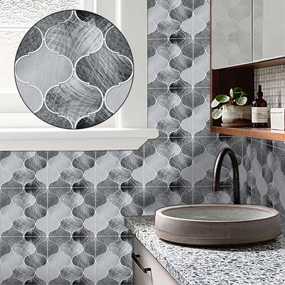 10pcs Grey Marble Texture Tiles Sticker Kitchen Backsplash Oil-proof Bathroom Cupboard Home Decor Self-adhesive Art Wallpaper