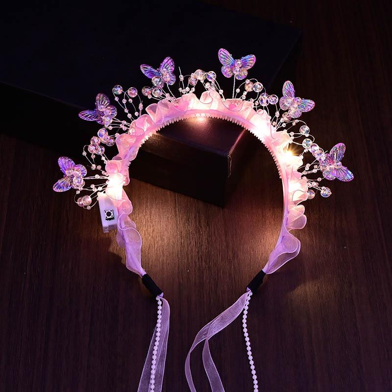 

Adult Kids LED Glow Party Sequin Cat Bunny Crown Flower Headband Halo Light Up Wreath Hairband Birthday Gift Wedding