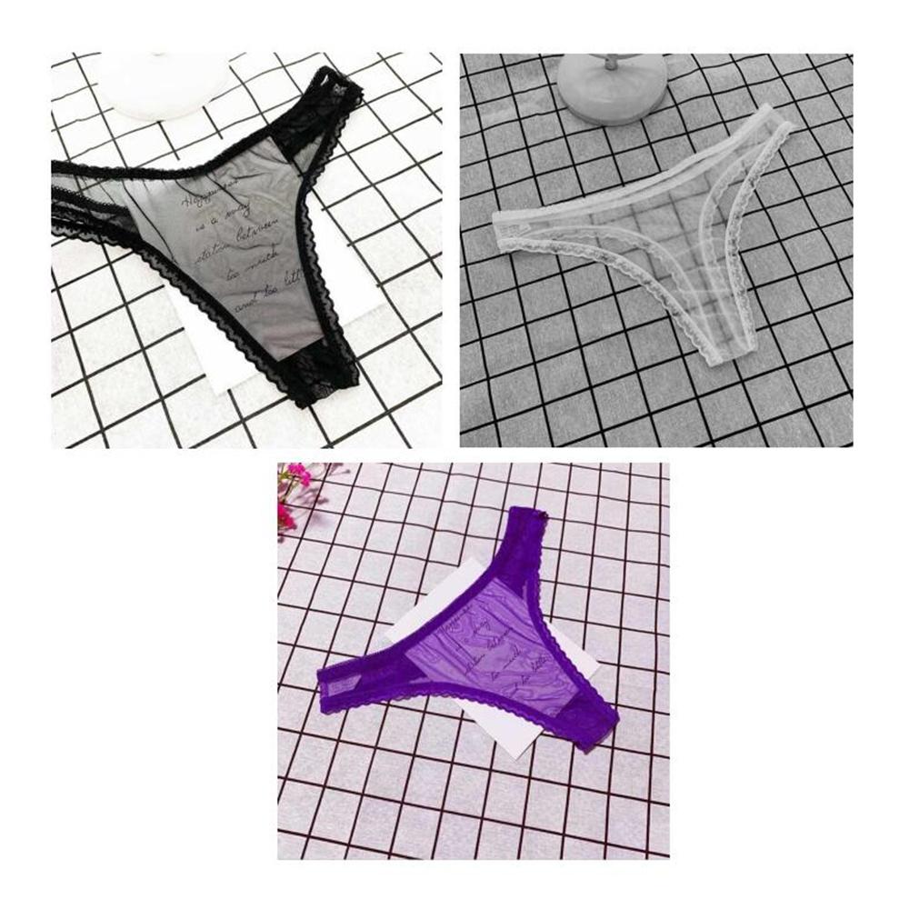 1PCS Transparent Ultra Thin Sexy Thong Women Lace G String Panty Low Waist Ruffles Underwear