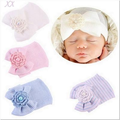 Sweet Newborn Baby Hospital Hat Beanie With Bows Soft Cute Sweet Baby Caps