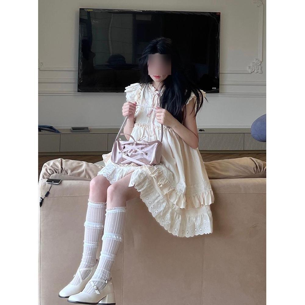 Milk and good little fly sleeve dress summer sleeveless small loose doll skirt academy style pure and sweet