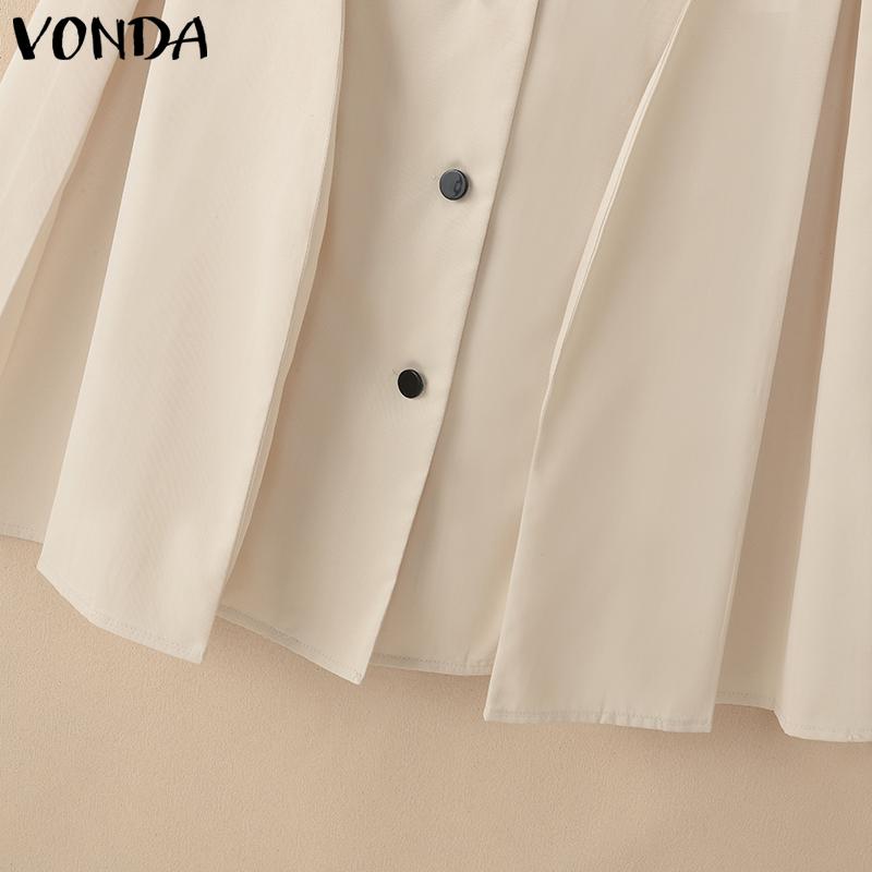 VONDA Women Sleeveless Bow Knot Slim Waist Stitching Pleated Dress