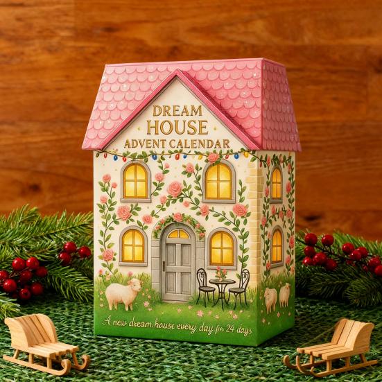 Dream Cabin Advent Calendar 24-Day Christmas Countdown Calendar Fantasy House Decorations Festive Gift for Kids Family Friends