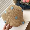Summer new seaside photo big brim fisherman hat colorful dopamine foldable woven sunshade straw hat women