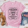 New Funny Vintage 1973 Birthday T Shirt Unisex Short Sleeve O Neck Summer Casual Vintage 1973 Letter Printing T-Shirt Top Tee