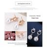 Korean Geometric Hoop & Pearl Dangle Earrings - Exquisite Metal Diamond Stud Women's Earrings