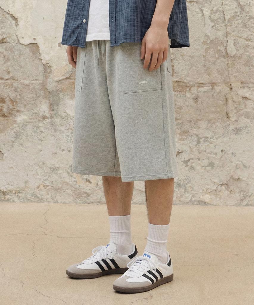 AGOD Carpenter Out Pocket Wide Sweat Shorts [Heather Grey]