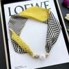 Lazy magnetic buckle silk scarf women's spring and autumn thin neck protection magnetic buckle silk scarf long small collar versatile pearl necklace