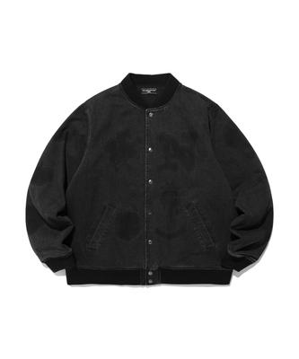 Niceghostclub Washed Emblem Denim Varsity Jacket_Black(Ng2Dfud110A)