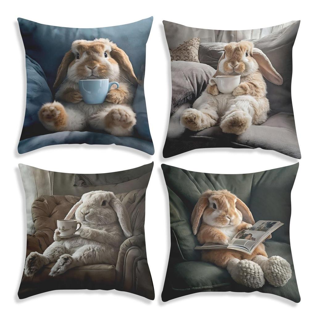 2PCS Vibrant Bohemian Style Short Plush Pillow Cover 45x45cm Charming Kitten Living Room Bedroom Decor (Pillow Insert Not Included)