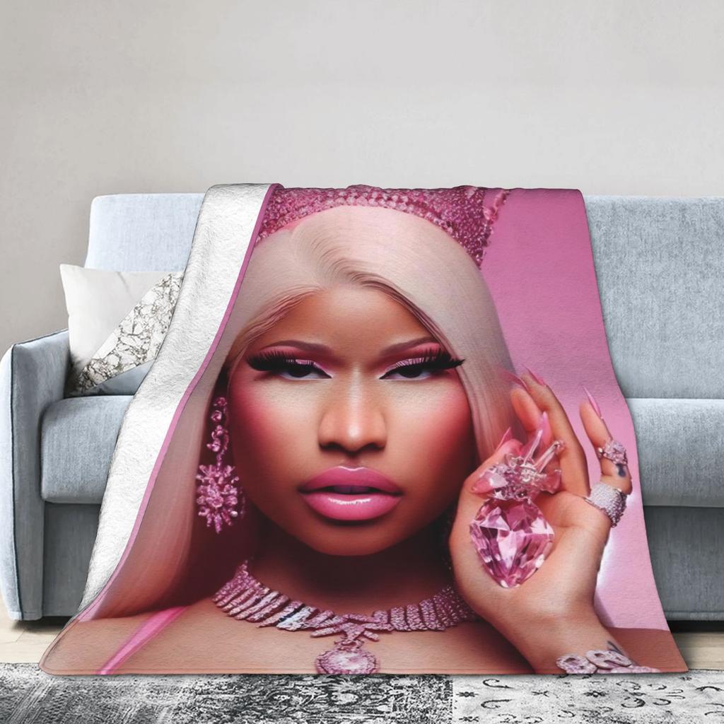 Nicki Minaj Blankets Fleece Printed Breathable Super Warm Throw Blankets for Home Travel Bedspreads