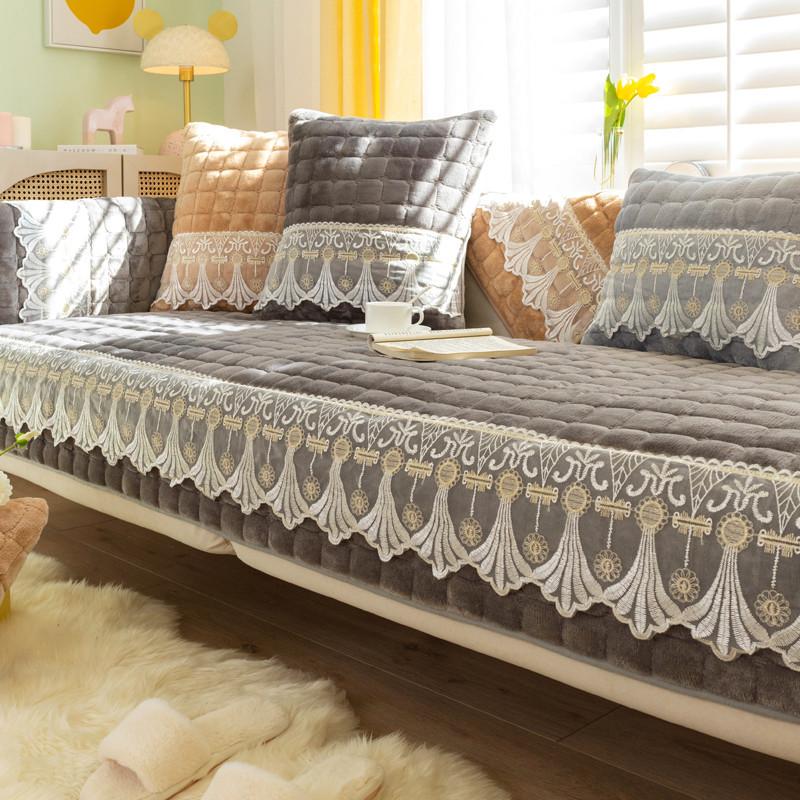 Falai Velvet Sofa Cushion Winter Thickened Non-slip Sofa Cover All-inclusive Cushion Cover Simple Modern Backrest Cover Winter