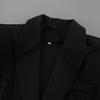 2025 Herbst Damen Elegante Anzugjacke mit schwarzem V-Ausschnitt und Spitzenbesatz