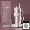 710ml Travel Thermos with Straw and Leak-Proof Lid Stainless Steel Metal Water Bottle for Hot and Cold Coffee Drinks