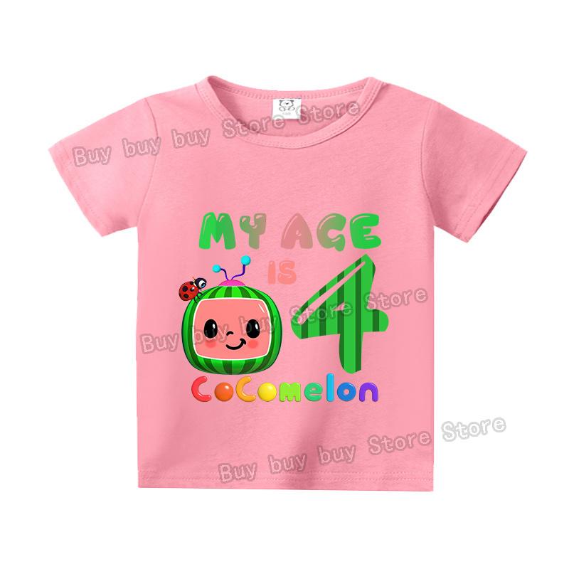 Cocomelons Kids Short Sleeve T-shirt Number 1-9 Cartoon Birthday Children Clothing Summer Sportswear Tshirt Boys Colorful Tee
