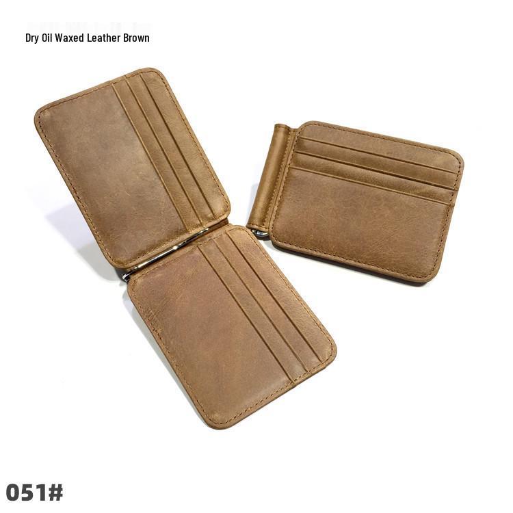 

Men s Genuine Leather Multi-Card Money Clip Wallet with Top Layer Cowhide and Coin Holder.