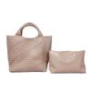 Women's Large Fashionable Woven Tote Bag - Versatile Double-Wrist Mother-Child Shopper