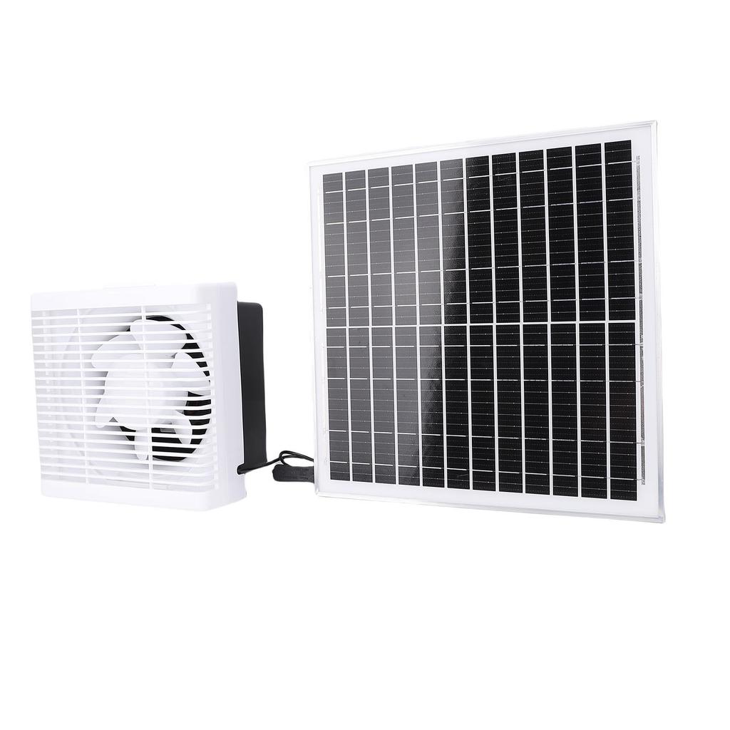 Solar Exhaust Fan, 20W Solar Powered 6in Exhaust Fan Kit with Automatic Speed Adjustment for Greenhouse Circulation, Chicken Coop, Shed, barn, Outsid