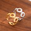 Adjustable Oval Stainless Steel Geometric Ring with Titanium Steel and 18K Gold Electroplating