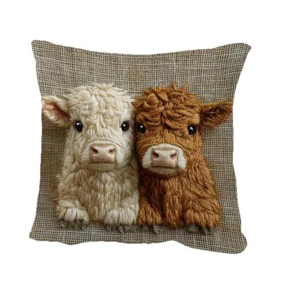 Highland Cow Pillow Cover Cute Cow Pattern Pillowcase with Hidden Zipper Home Decor Throw Pillow Case for Farmhouse Living Room Bedroom Sofa